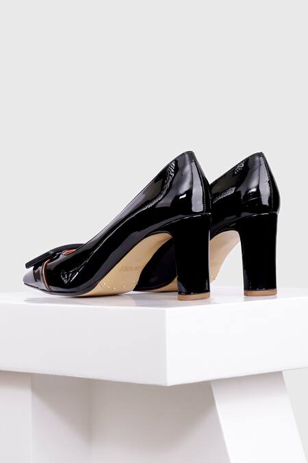 Shop Oroh Black Buckles Square Toed Pump Heels Online at Aza Fashions Shop_Oroh_Black Buckles Square Toed Pump Heels _Online_at_Aza_Fashions