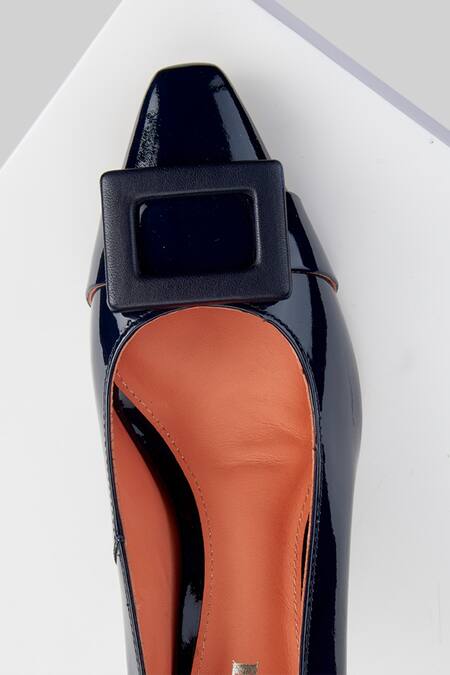 Shop Oroh Blue Buckles Majorca Pump Leather Heels Online at Aza Fashions Shop_Oroh_Blue Buckles Majorca Pump Leather Heels _Online_at_Aza_Fashions