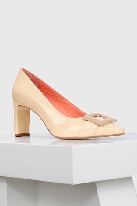 Oroh_Off White Buckles Majorca Square Toe Pump Heels _Online_at_Aza_Fashions