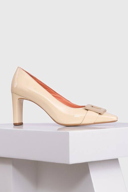 Oroh_Off White Buckles Majorca Square Toe Pump Heels _at_Aza_Fashions