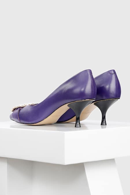 Shop Oroh Purple Crystals Marbella Stone Embellished Kitten Pump Heels Online at Aza Fashions Shop_Oroh_Purple Crystals Marbella Stone Embellished Kitten Pump Heels _Online_at_Aza_Fashions