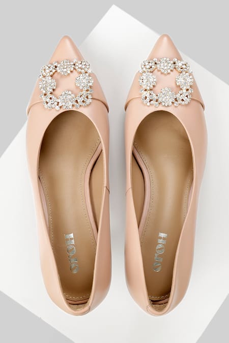 Shop Oroh Pink Stones Marbella Embellished Pumps at Aza Fashions Shop_Oroh_Pink Stones Marbella Embellished Pumps _at_Aza_Fashions
