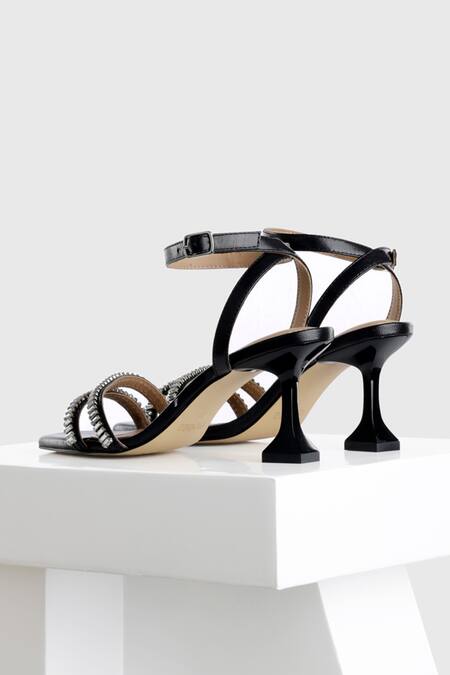 Shop_Oroh_Black Crystals Jaen Leather Embellished Sandals_Online_at_Aza_Fashions