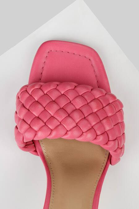 Oroh_Pink Paterna Basket Weave Strap Sandals_at_Aza_Fashions