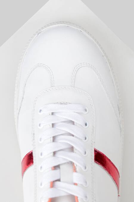 Oroh_White Palencia Shimmer Color Block Sneakers_at_Aza_Fashions