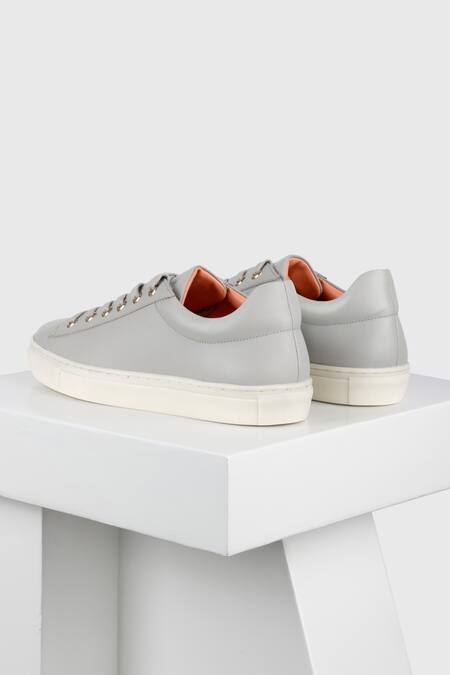 Buy_Oroh_Grey Bailen Leather Solid Sneakers_Online_at_Aza_Fashions