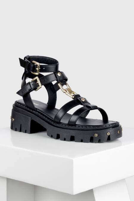 OROH Black Manacor Leather Chunky Sandals