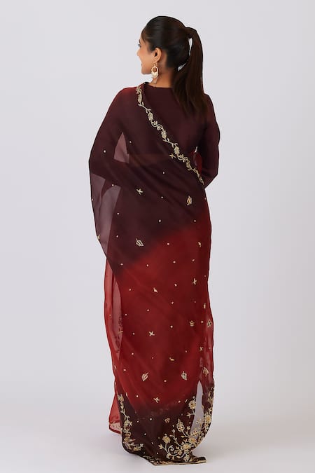 Shimai Jayachandra Memories Of Chinar Embroidered Saree With Unstitched Blouse Piece 