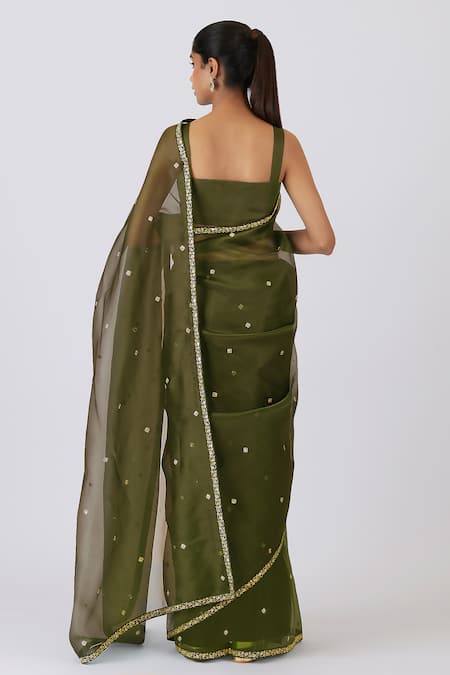 Shimai Jayachandra Raindrops On Wild Moss Saree With Blouse 