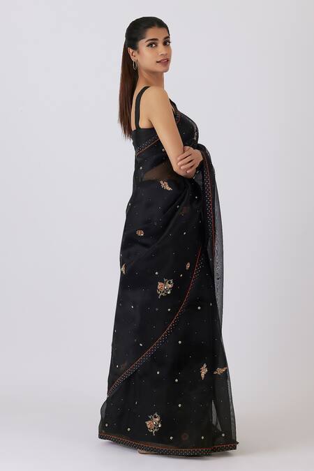 Shimai Jayachandra Black Silk Organza Stones, A Million Glittering Stars Saree With Blouse at Aza Fashions Shimai Jayachandra_Black Silk Organza Stones, A Million Glittering Stars Saree With Blouse _at_Aza_Fashions