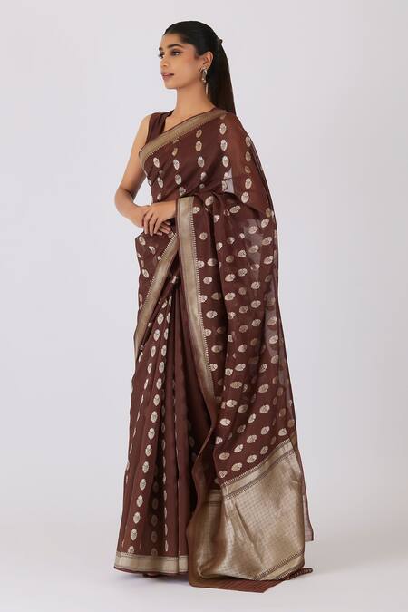 Banarasi Silk Maroon Jacquard Saree With Blouse