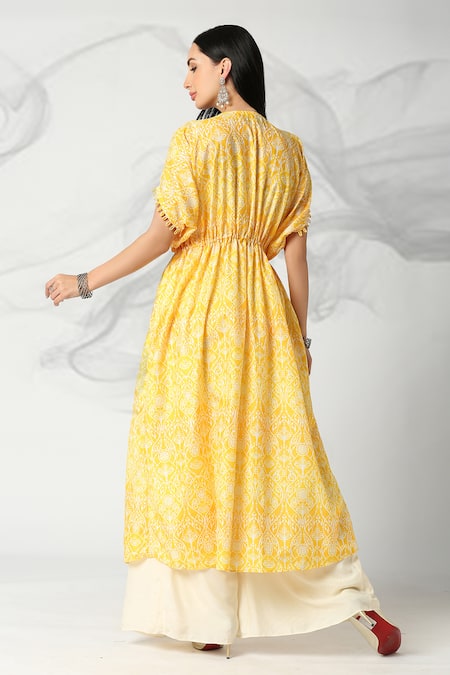 Adamantia Floral Print Cape Flared Pant Set 