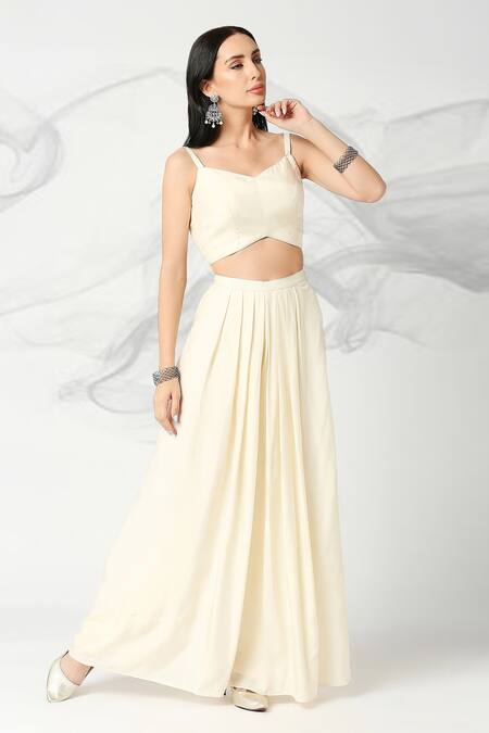 Shop_Adamantia_Yellow Muslin Silk Floral Print Cape Flared Pant Set _Online_at_Aza_Fashions