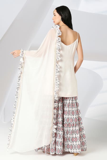 Adamantia Border Embroidered Kurta Sharara Set 