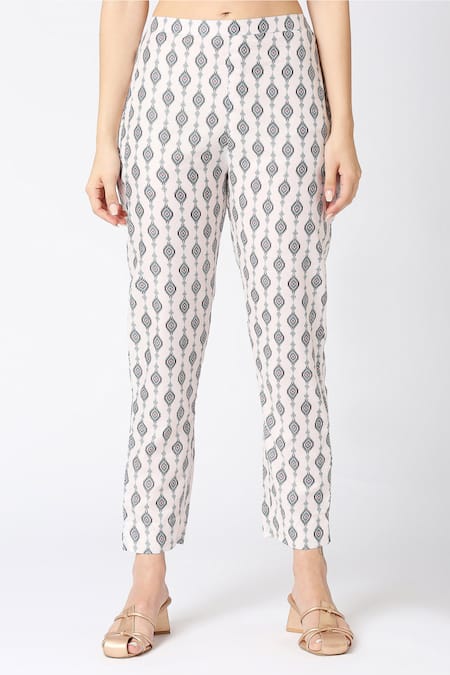 Buy_Adamantia_Off White Muslin Silk Printed And Hand Embroidered Angarkha Anarkali Set  _Online_at_Aza_Fashions