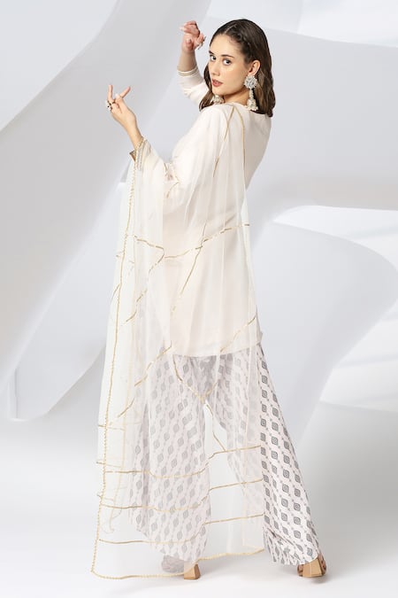 Adamantia Embroidered Kurta Printed Pant Set 