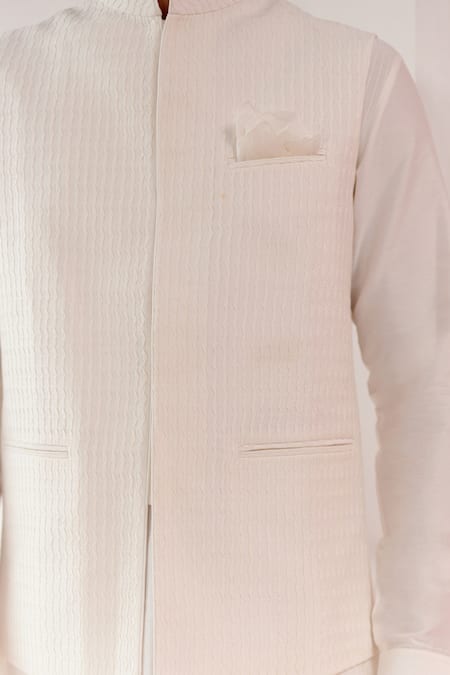 Buy_Devnaagri_Ivory Cotton, Silk Pintuck Kurta Set _Online_at_Aza_Fashions