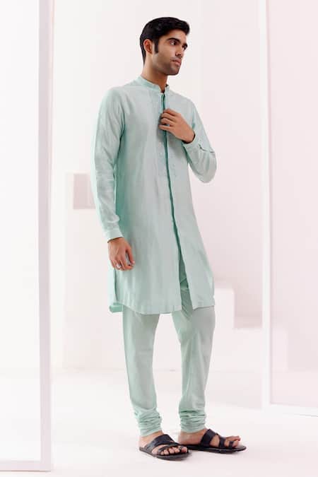 Buy Devnaagri Blue Silk, Cotton Embroidery Floral Placket Kurta With Churidar Online at Aza Fashions Buy_Devnaagri_Blue Silk, Cotton Embroidery Floral Placket Kurta With Churidar _Online_at_Aza_Fashions