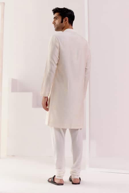 Shop Devnaagri Ivory Silk Organza, Cotton Scattered Floral Butti Kurta With Churidar at Aza Fashions Shop_Devnaagri_Ivory Silk Organza, Cotton Scattered Floral Butti Kurta With Churidar _at_Aza_Fashions