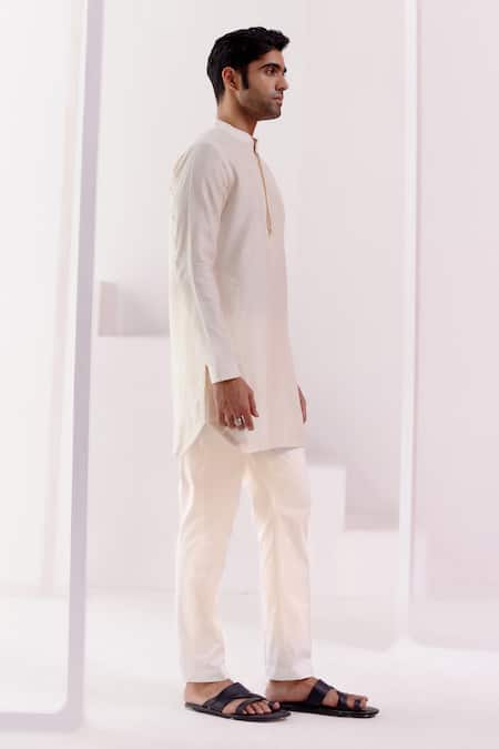 Shop Devnaagri Ivory Silk, Chanderi, Cotton Embroidery Floral Dori Yoke Kurta With Pant Online at Aza Fashions Shop_Devnaagri_Ivory Silk, Chanderi, Cotton Embroidery Floral Dori Yoke Kurta With Pant _Online_at_Aza_Fashions