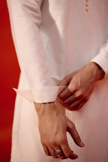 Devnaagri Ivory Cotton, Silk Pintuck Pattern Straight Kurta With Pant at Aza Fashions Devnaagri_Ivory Cotton, Silk Pintuck Pattern Straight Kurta With Pant _at_Aza_Fashions