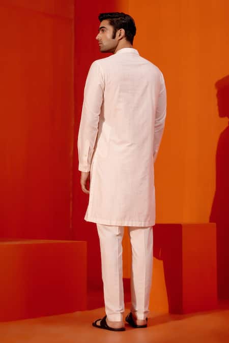 Shop Devnaagri Ivory Cotton, Silk Pintuck Pattern Straight Kurta With Pant at Aza Fashions Shop_Devnaagri_Ivory Cotton, Silk Pintuck Pattern Straight Kurta With Pant _at_Aza_Fashions
