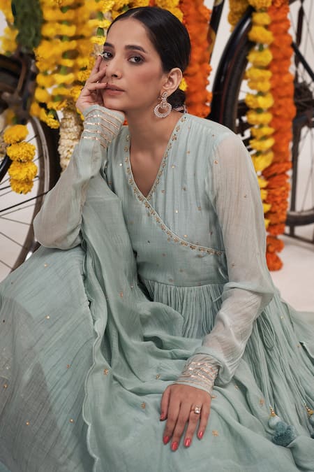 Hirika & Dhruti Zardosi Embroidered Anarkali Pant Set 