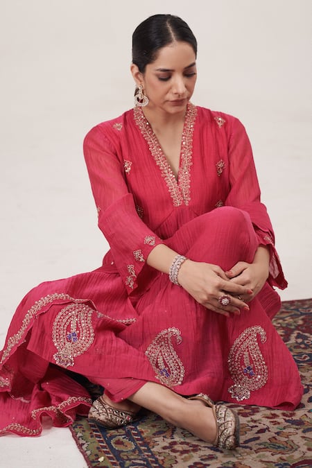 Hirika & Dhruti Marodi Embroidered Anarkali Pant Set 