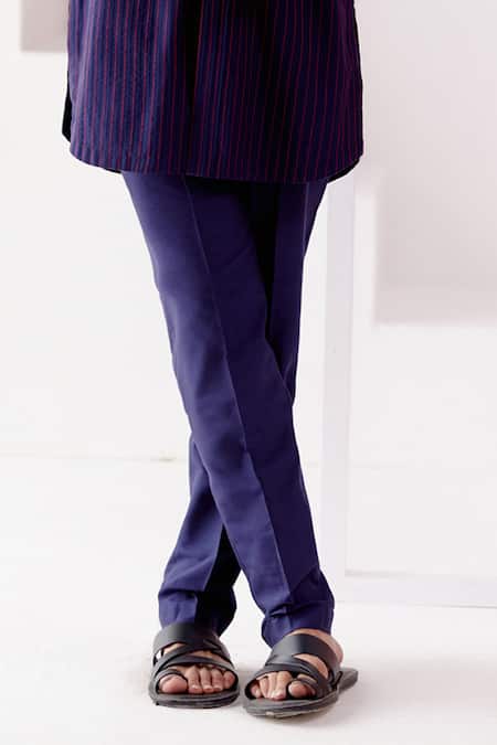 Devnaagri Blue Cotton, Silk Embroidery Contrast Thread Kurta With Pant at Aza Fashions Devnaagri_Blue Cotton, Silk Embroidery Contrast Thread Kurta With Pant _at_Aza_Fashions