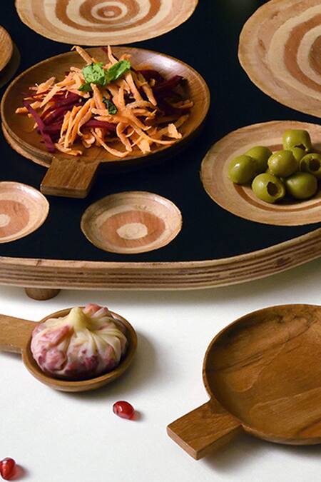 Tessera_Brown Natural Wood Tapas Small Spoons Set Of 12_Online_at_Aza_Fashions