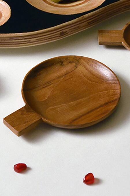 Tessera_Brown Natural Wood Tapas Small Spoons Set Of 12_at_Aza_Fashions