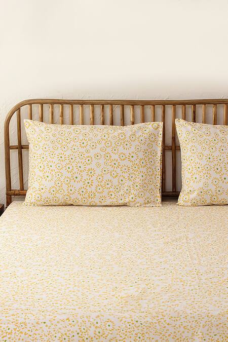 Shop House This Yellow Cotton Print The Little Babushkas Bedsheet Set at Aza Fashions Shop_House This_Yellow Cotton Print The Little Babushkas Bedsheet Set_at_Aza_Fashions