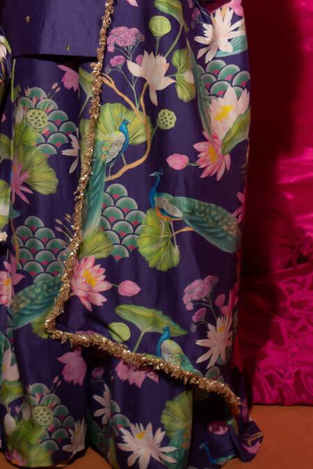 Chrkha Purple Chanderi Silk Pearls, Sequins, Embroidery Shawl Neck Kurta Set Online at Aza Fashions Chrkha_Purple Chanderi Silk Pearls, Sequins, Embroidery Shawl Neck Kurta Set _Online_at_Aza_Fashions