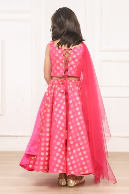 Buy SAKA DESIGNS Girls Yellow & Pink Printed Sequinned Ready To Wear Lehenga  & Blouse With Dupatta - Lehenga Choli for Girls 23492340 | Myntra