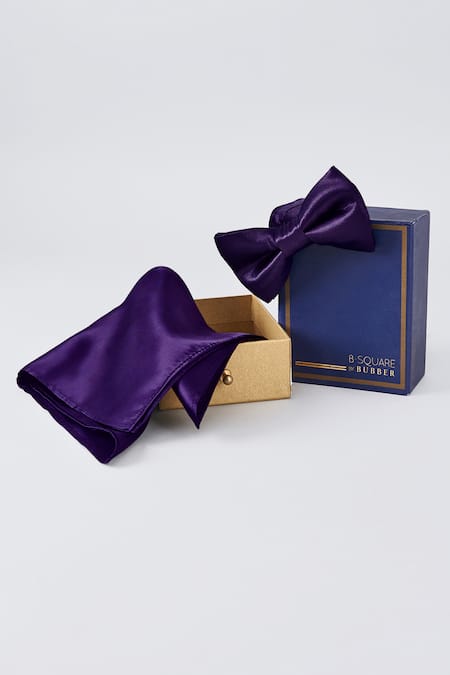 BUBBER COUTURE Amethyst Bow Tie & Pocket Square Set 