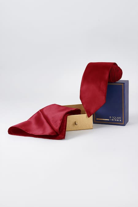 BUBBER COUTURE Cardinal Satin Necktie & Pocket Square Set 