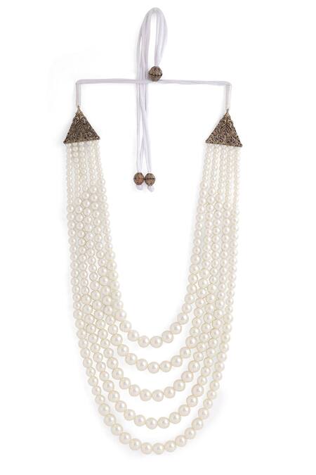 Buy_Cosa Nostraa_White Vintage Beaded Mala _Online_at_Aza_Fashions