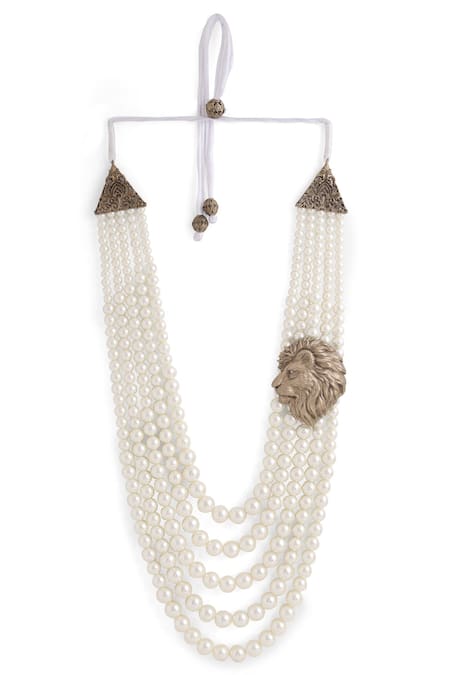 Buy_Cosa Nostraa_White Lion Of Judah Mala _Online_at_Aza_Fashions