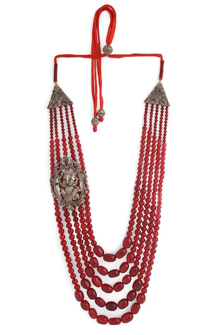 Buy_Cosa Nostraa_Red Lord Ganesha Grace Mala _Online_at_Aza_Fashions