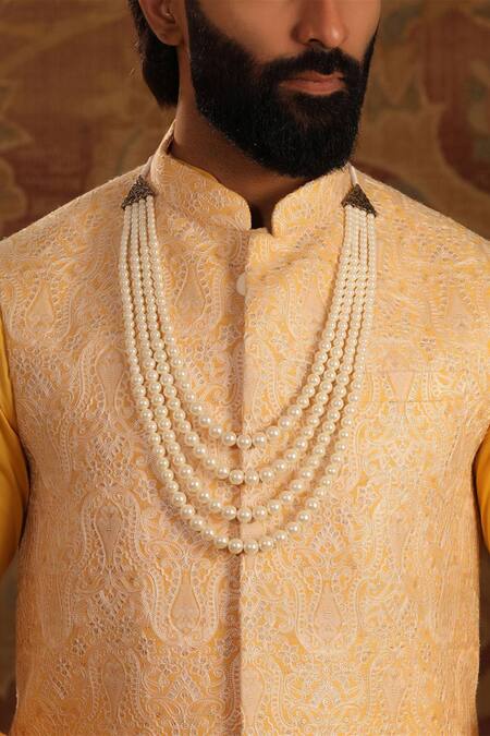 Cosa Nostraa White Jade Stone Layered Mala Online at Aza Fashions Cosa Nostraa_White Jade Stone Layered Mala _Online_at_Aza_Fashions