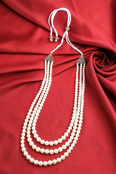 Shop_Cosa Nostraa_White Jade Stone Embellished Mala _at_Aza_Fashions