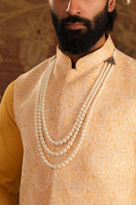 Cosa Nostraa_White Jade Stone Embellished Mala _Online_at_Aza_Fashions
