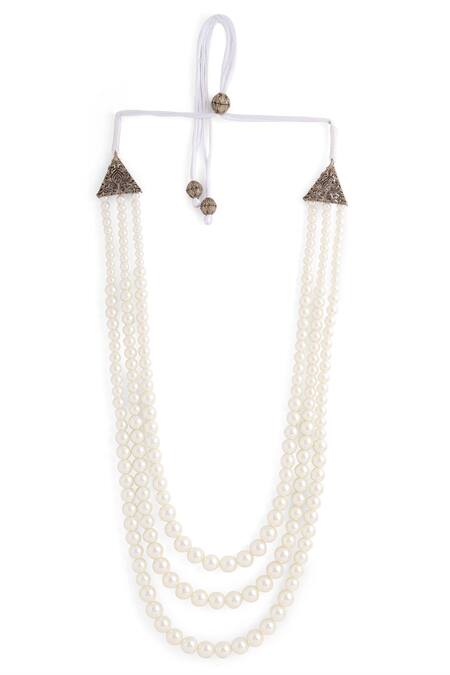 Buy_Cosa Nostraa_White Jade Stone Embellished Mala _Online_at_Aza_Fashions
