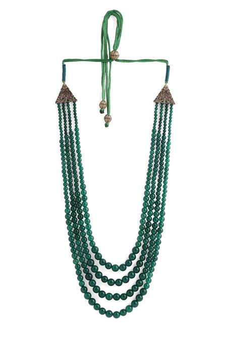 Buy_Cosa Nostraa_Green Gemstone Embellished Mala _Online_at_Aza_Fashions