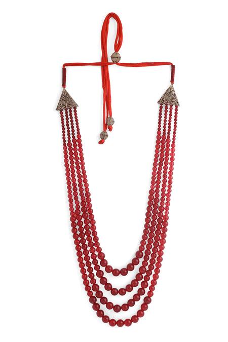 Buy_Cosa Nostraa_Red Stone Embellished Mala_Online_at_Aza_Fashions