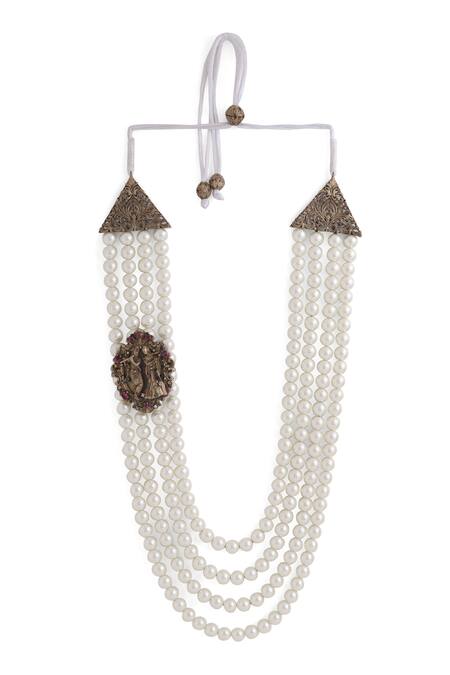 Buy_Cosa Nostraa_White Radha Krishna Pendant Mala _Online_at_Aza_Fashions