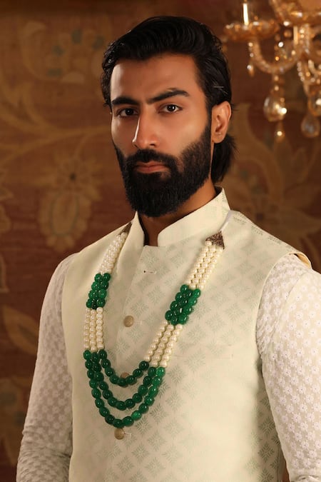 Cosa Nostraa Green Two Tone Beaded Mala Online at Aza Fashions Cosa Nostraa_Green Two Tone Beaded Mala _Online_at_Aza_Fashions