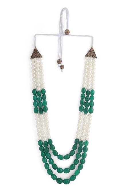 Buy Cosa Nostraa Green Two Tone Beaded Mala Online at Aza Fashions Buy_Cosa Nostraa_Green Two Tone Beaded Mala _Online_at_Aza_Fashions