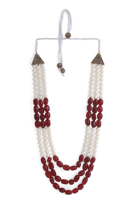 Buy_Cosa Nostraa_Red Garnet Stone Embellished Mala _Online_at_Aza_Fashions