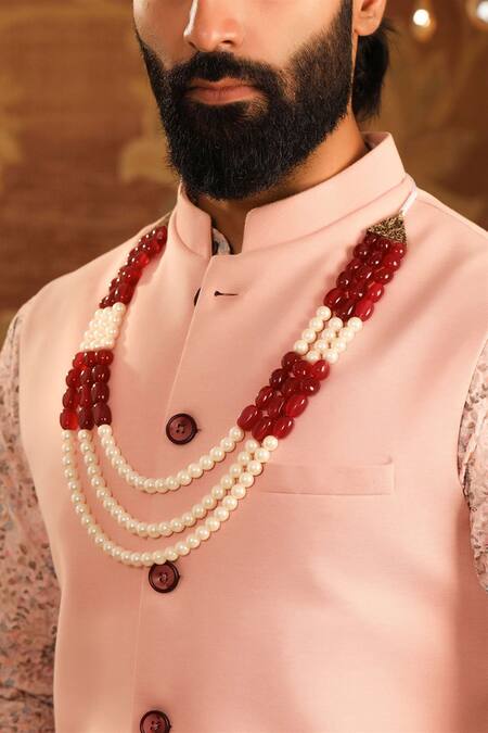 Cosa Nostraa_Red Vintage Embellished Mala _Online_at_Aza_Fashions